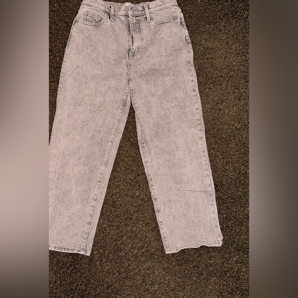 Universal Thread High Rise Straight Crop Jeans Gray Wash Slightly Worn